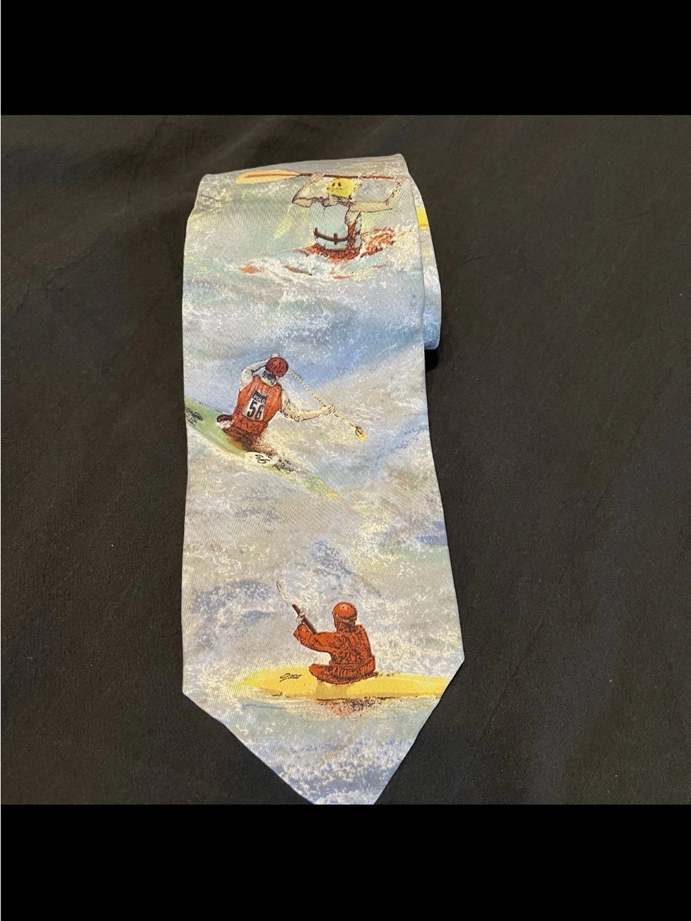 Vintage Polo Ralph Lauren Silk Necktie Handmade White Water Rafting Kayak Tie